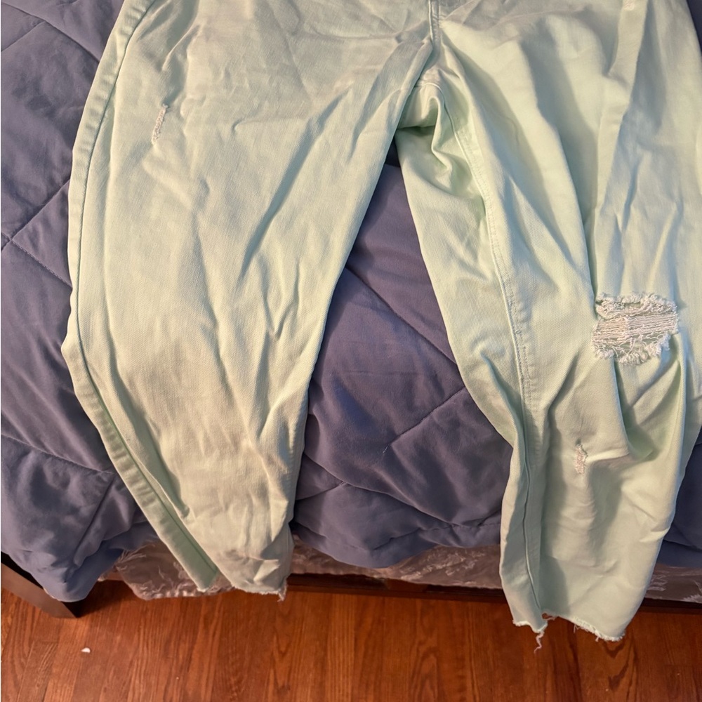 Old Navy Mint Green Ankle Skinny Distressed Jeans